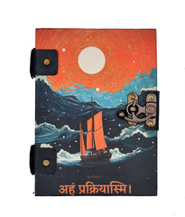 Handmade Printed Cardboard Journal Diary with Buckle Lock Unruled 200 Pages Notepad Personal Diaries for Men and Women -1