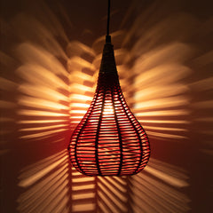 'Cotton Paradise' Handwoven Conical Hanging Pendant Lamp In Cotton Rope & Iron (35.6 cm)
