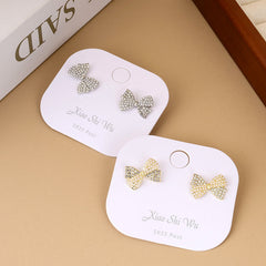 Bow Rhinestone Earrings (Random Color)