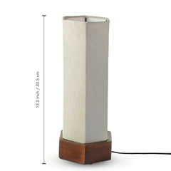 'Silent Shine' Hexagon Table Lamp In Mango Wood (33.5 Cm, Without Bulb, Handcrafted)