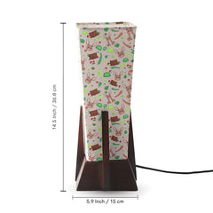 'Rabbit & Grove' Rectangular Table Lamp In Mango Wood (36.8 Cm, Without Bulb, Handcrafted)