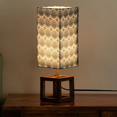 'Paisley-Carved' Rectangluar Table Lamp In Mango Wood (39.5 Cm, Without Bulb, Handcrafted)
