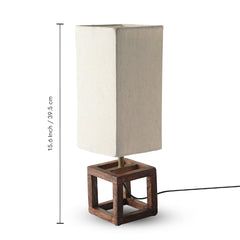 'Aura Light' Rectangular Table Lamp In Mango Wood (39.5 Cm, Without Bulb, Handcrafted)