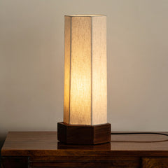 'Silent Shine' Hexagon Table Lamp In Mango Wood (33.5 Cm, Without Bulb, Handcrafted)