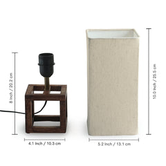 'Aura Light' Rectangular Table Lamp In Mango Wood (39.5 Cm, Without Bulb, Handcrafted)