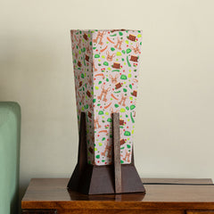 'Rabbit & Grove' Rectangular Table Lamp In Mango Wood (36.8 Cm, Without Bulb, Handcrafted)