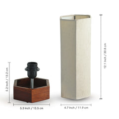 'Silent Shine' Hexagon Table Lamp In Mango Wood (33.5 Cm, Without Bulb, Handcrafted)