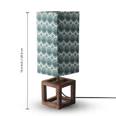 'Paisley-Carved' Rectangluar Table Lamp In Mango Wood (39.5 Cm, Without Bulb, Handcrafted)