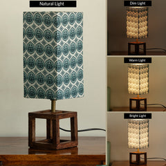 'Paisley-Carved' Rectangluar Table Lamp In Mango Wood (39.5 Cm, Without Bulb, Handcrafted)