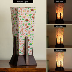 'Rabbit & Grove' Rectangular Table Lamp In Mango Wood (36.8 Cm, Without Bulb, Handcrafted)