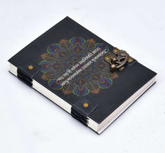 Handmade Printed Cardboard Journal Diary with Buckle Lock Unruled 200 Pages Notepad Personal Diaries for Men and Women -1