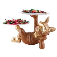 Decoration Cool Dog Showpiece With Plate for Home Decor Item | Kitchen,Bedroom,Office,Dinning Table Decorative Item (Black)