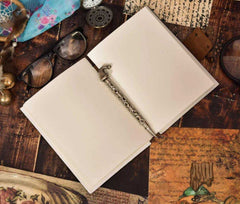 Handmade Printed Cardboard Journal Diary with Buckle Lock Unruled 200 Pages Notepad Personal Diaries for Men and Women -1