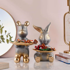 Set Of Two Decorative Rabbit Showpiece Home Decor Animal Statues for Living Room, Bedroom, Dining Room, Kitchen, Bathroom, Wedding, Party Dcor