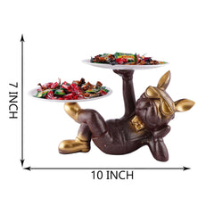 Decoration Cool Dog Showpiece With Plate for Home Decor Item | Kitchen,Bedroom,Office,Dinning Table Decorative Item (Black)