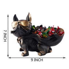 Decoration Cool Dog Showpiece With Plate for Home Decor Item | Kitchen,Bedroom,Office,Dinning Table Decorative Item (Black)