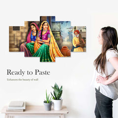 Set of Five MDF Framed 3D Wall Painting for Home Decoration, Big Size Painting for Living Room, Bedroom (24x50 inches)DR 53