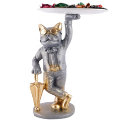 Cool Taddy Bear Showpiece for Home Decorative Showpiece | Taddy Bear with Paltter Statue for Home Decor Showpiece | Home Kitchen Decor | Office Decorative Item (White)