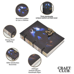 Handmade Printed Cardboard Journal Diary with Buckle Lock Unruled 200 Pages Notepad Personal Diaries for Men and Women -1