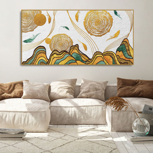 Golden Fish Abstract Premium Canvas Wall Art Painting