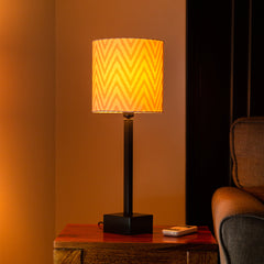 'Greyed Chevrons' Handcrafted Table Lamp In Iron (45.7 cm)