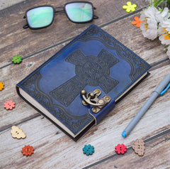 Leather Journal Diary with metal lock vintage Journal handmade 200 pages white unruled|travel Diary|personal journal -1