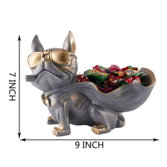 Decoration Cool Dog Showpiece With Plate for Home Decor Item | Kitchen,Bedroom,Office,Dinning Table Decorative Item (Black)