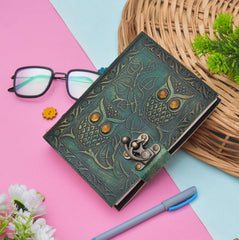 Leather Journal Diary with metal lock vintage Journal handmade 200 pages white unruled|travel Diary|personal journal -1