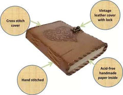 Leather Journal Diary with metal lock vintage Journal handmade 200 pages white unruled|travel Diary|personal journal -1
