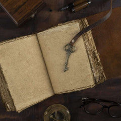 Genuine Leather Diary | Vintage Handmade Leather Journal | Premium Antique Key Closure | 200 Handmade Deckle Edge Antique Pages