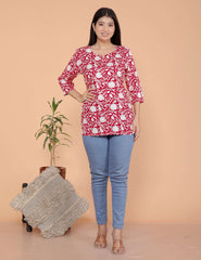 Women's Short Kurti Tops for Jeans | Stylish Rayon Kurta for Girls | Trendy Ethnic Short Kurta for Daily & Office Wear PR46