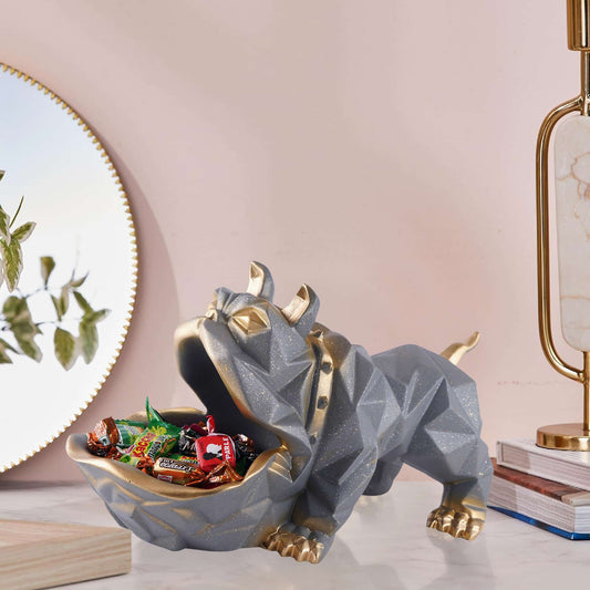 Decorative Bulldog Figurines,Dog Statues for Home Decor, Collectible Animal Figurines, Gifts for Dog Lovers, Home Decor & Showpiece (Grey)