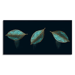 Luxurious Abstract Art of Modern Green Leaves Premium Wall Painting