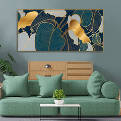 Luxury Golden Art Monstera Leaves Canvas wall Painting