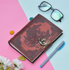 Leather Journal Diary with metal lock vintage Journal handmade 200 pages white unruled|travel Diary|personal journal -1