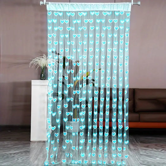 Romantic Love Net Party Curtain (Random Heart Print) 100cm x 180 cm