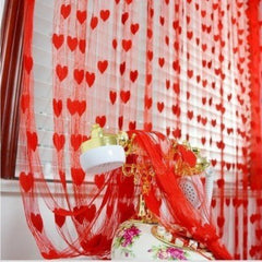 Romantic Love Net Party Curtain (Random Heart Print) 100cm x 180 cm