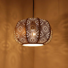 'Moroccan Grandeur' Hand-Etched Pendant Lamp In Iron (20.3 cm, Matte Finish)