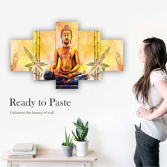 Set of Five MDF Framed 3D Wall Painting for Home Decoration, Big Size Painting for Living Room, Bedroom (24x50 inches)DR 48