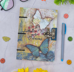 Handmade Printed Cardboard Journal Diary with Buckle Lock Unruled 200 Pages Notepad Personal Diaries for Men and Women -1