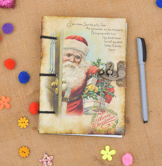 Handmade Printed Cardboard Journal Diary with Buckle Lock Unruled 200 Pages Notepad Personal Diaries for Men and Women -1