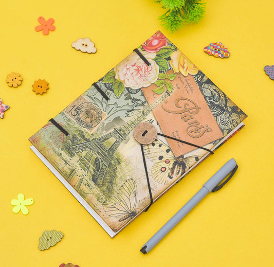 Handmade Printed Cardboard Journal Diary with Buckle Lock Unruled 200 Pages Notepad Personal Diaries for Men and Women -1
