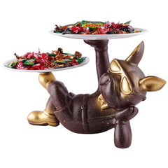 Decoration Cool Dog Showpiece With Plate for Home Decor Item | Kitchen,Bedroom,Office,Dinning Table Decorative Item (Black)