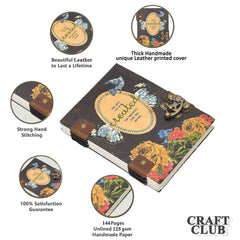 Handmade Printed Cardboard Journal Diary with Buckle Lock Unruled 200 Pages Notepad Personal Diaries for Men and Women -1