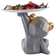 Decoration Cool Bear Showpiece for Home Shelves Decor Item, Home Kitchen Decor,Office Decor,Resin, Multifunctional,Phone,Wallets-Unique Shelf & Tabletop Decoration (Grey)