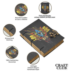 Handmade Printed Cardboard Journal Diary with Buckle Lock Unruled 200 Pages Notepad Personal Diaries for Men and Women -1