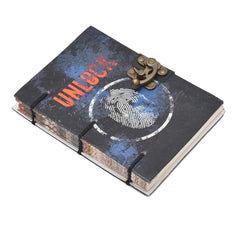 Handmade Printed Cardboard Journal Diary with Buckle Lock Unruled 200 Pages Notepad Personal Diaries for Men and Women -1