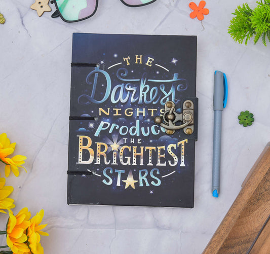 Handmade Printed Cardboard Journal Diary with Buckle Lock Unruled 200 Pages Notepad Personal Diaries for Men and Women -1