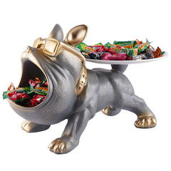 Decorative Bulldog Figurines,Dog Statues for Home Decor, Collectible Animal Figurines, Gifts for Dog Lovers, Home Decor & Showpiece (Grey)