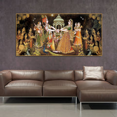 Radhe Krishna and Gopiya Rasleela Canvas Wall Painting